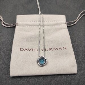David Yurman 925 Silver Necklace with Blue Gemstone